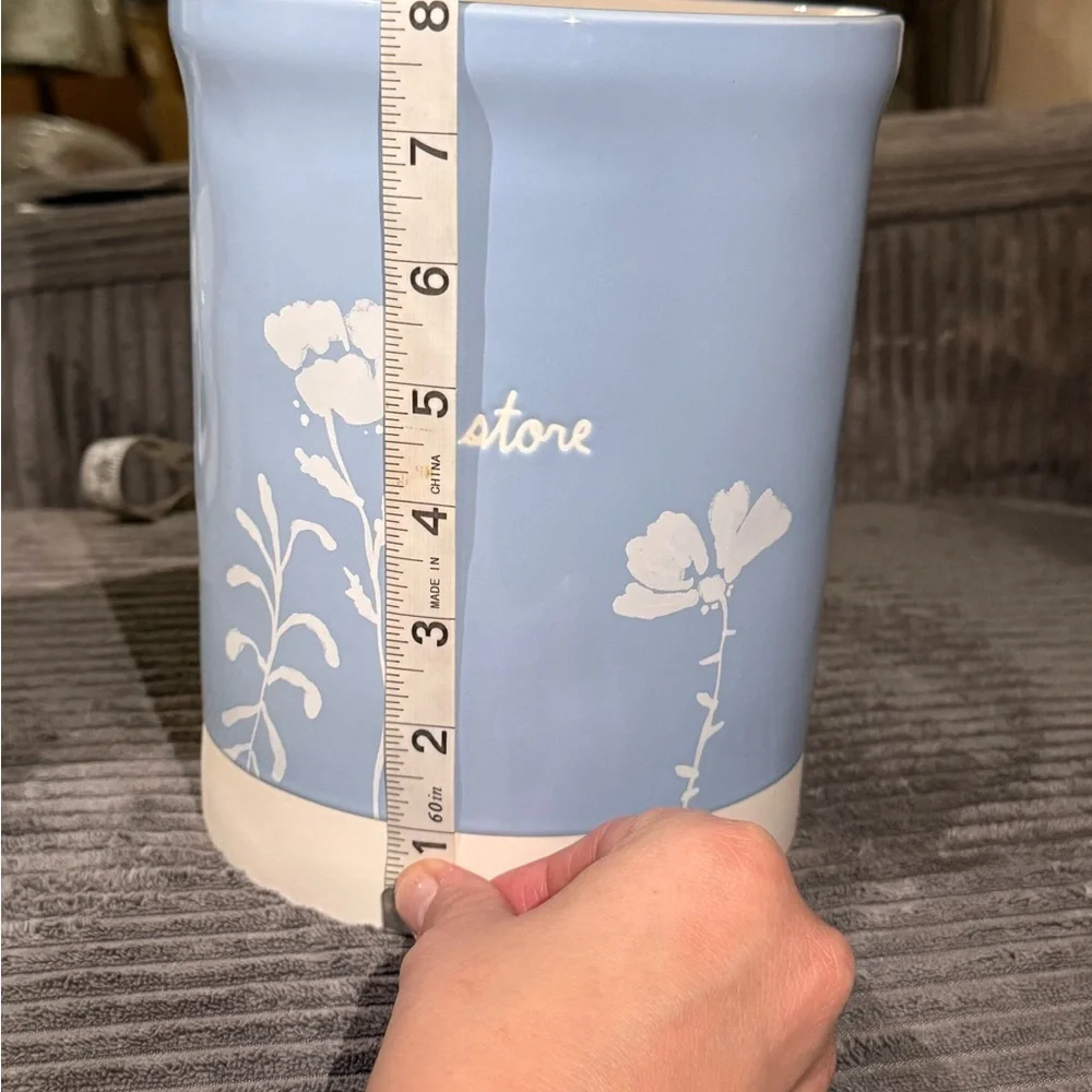 Rae Dunn Blue & White Utensils Holder- STORE- with Floral Pattern- New